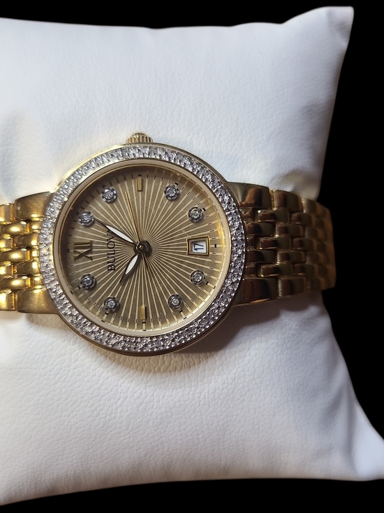 Bulova Accessories - Bulova Gold-Tone Women's Crystal Bezel Bracelet Watch New Battery